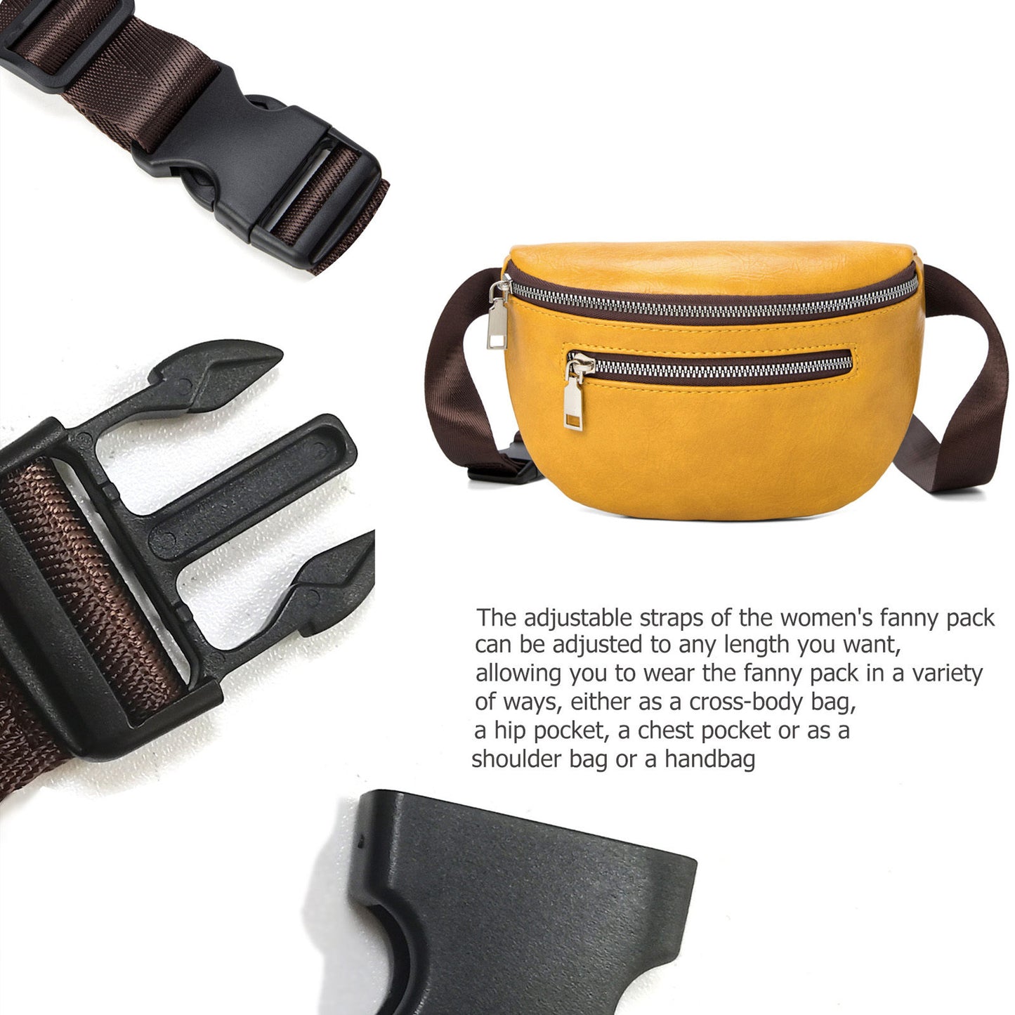Leather Fanny Packs for Women, Fashion Waist Packs Hip Bum Everywhere Belt Bag with Adjustable Strap