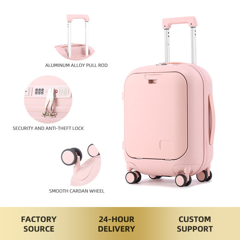 Children's Front Zipper Full Aluminum Trolley Small Fresh Suitcase