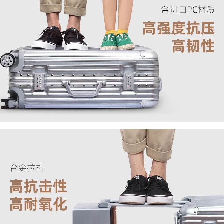 All-aluminum-magnesium Alloy Password Box Women's Trolley Case Men's Universal Wheel Suitcase 20 Inch Luggage Boarding Box Aluminum Frame Box