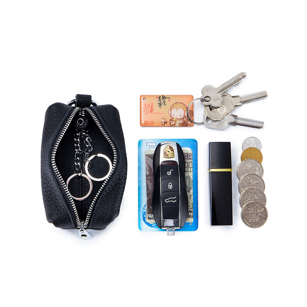 Key Case Women's Genuine Leather Home Large Capacity Key Bag Two-in-one Multi-functional Coin Purse Key Bag Cute