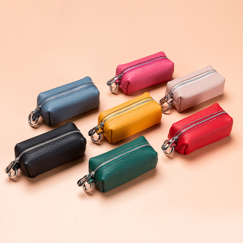 Key Case Women's Genuine Leather Home Large Capacity Key Bag Two-in-one Multi-functional Coin Purse Key Bag Cute
