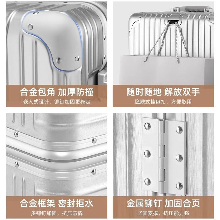 All-aluminum-magnesium Alloy Password Box Women's Trolley Case Men's Universal Wheel Suitcase 20 Inch Luggage Boarding Box Aluminum Frame Box