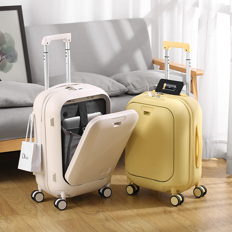 Children's Front Zipper Full Aluminum Trolley Small Fresh Suitcase