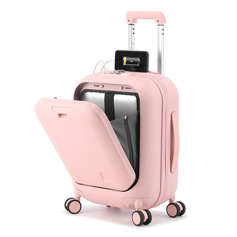 Children's Front Zipper Full Aluminum Trolley Small Fresh Suitcase